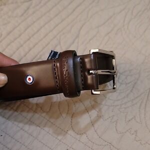 Ben Sherman Brown Leather Belt with Silver Buckle